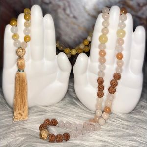 HANDMADE MALA NECKLACE 21” Genuine Stone Beads